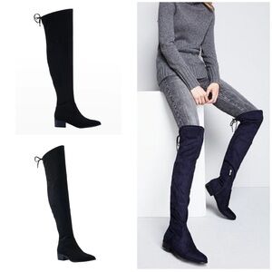 NEW BLACK M Marc Fisher Yacinda Black Vegan Suede Over the Knee Tall Boots 8‌